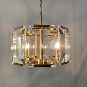 Lámpara colgante de cristal transparente de lujo, acabado en latón color champán, para villa, comedor, sala de estar, accesorio de iluminación interior - Product Image 4