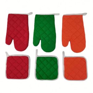 Guantes de Cocina y Porta Ollas de Algodón Resistentes al Calor y Ecológicos, Personalizables con Logotipo, para Uso Doméstico - Product Image 2