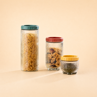 Set Stoples Kaca Bergaris Vertikal Grosir dengan Tutup Kedap Udara, Wadah Makanan Dapur untuk Biji-bijian, Pasta, Kacang-kacangan, Set Hadiah Logo Kustom