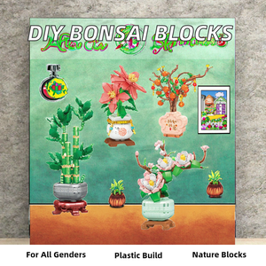 창의적인 DIY 홈 데코레이션 블록 세트-ABS 플라스틱 미니어처 인공 꽃 분재 식물 1:1 스케일 500+ 조각 - Product Image 2