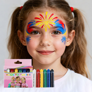 GP Juego de crayones de cera y barras de arte facial y corporal de 6 colores, no tóxicos, sedosos y borrables, lavables para niños - Product Image 6