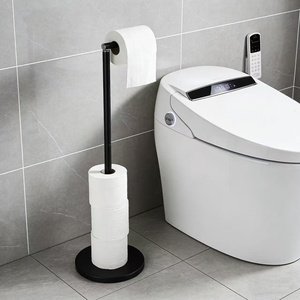 Porte-<span class=keywords><strong>papier</strong></span> toilette moderne en acier inoxydable à barre unique, sur pied, pour salle de bain d'hôtel, installation sans perçage requise - Product Image 4