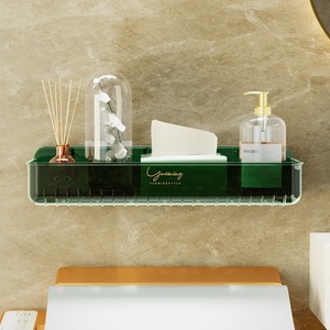 Étagère de rangement pour salle de bain Ym, murale, d'angle, en plastique vert, sans perçage, organiseur de douche - Product Image 2