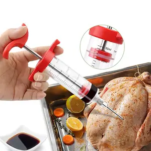 Food Grade PP Stainless Steel Needles Spice Syringe Set BBQ Meat Flavor Injector Sauce Marinade Syringe Accessory