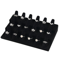 Support de bague en velours noir moderne double couche pour présentoir de bijoux