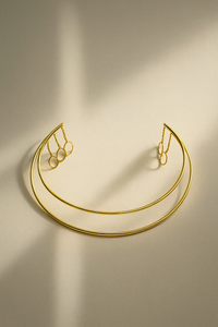 Diadème minimaliste en or |   Couronne avec anneaux pendantes |   Diadème de mariée |   Accessoire de cheveux élégant pour mariage - Product Image 6