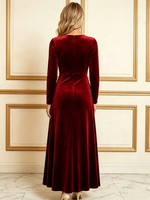 Robe Madi en velours à col rond et manches longues, coupe trapèze, personnalisable en gros