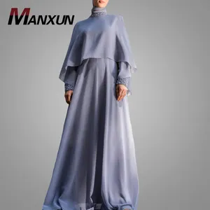 Nieuwe Mode Grote Zoom Moslim Avondjurk Bescheiden Eenvoudige Kleur Islamitische Kleding Elegante Kaftan Jurk Jubah Nieuwe Model Abaya In dubai