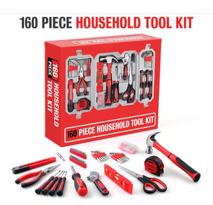 Ensemble d'outils 61 pièces, kit d'outils multifonctionnel pour la maison, boîte en plastique de luxe, acier au chrome-vanadium OEM, pour hommes et femmes, réparation à domicile, bricolage, <span class=keywords><strong>garage</strong></span> - Product Image 1