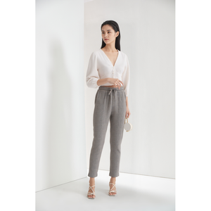 <span class=keywords><strong>Pantaloni</strong></span> Casual Versatili in Tessuto Leggero e Traspirante, Texture Morbida in Tonalità Grigie, con Coulisse, Comodi e Rilassati - Product Image 2