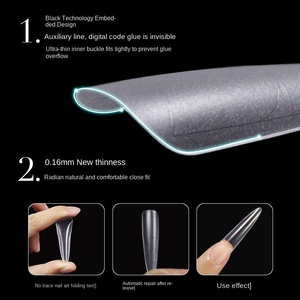 Đa-Chức Năng Thể Hiện Móng Tay 320 cái/hộp Almondtrapezoid Giả Ngâm Tắt Gel Nail Mẹo Viên Nang 2 Trong 1 Dễ Dàng Hoạt động Móng Tay Hình Thức - Product Image 3