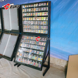 ארון תצוגה לקיר לאספני כרטיסי ספורט, בצבע שחור, עם דלת נעילה, לאחסון כרטיסי ספורט מדורגים. - Product Image 5