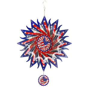 Aangepaste Vorm Tuin Gazon Opknoping Decoratie Patriottische 3d Amerikaanse Vlag Patroon Rvs <span class=keywords><strong>Wind</strong></span> Spinner Met Draaibare Haak - Product Image 1