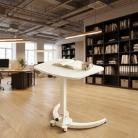 Table d'appoint mobile pliable pneumatique à hauteur réglable avec roulettes verrouillables pour ordinateur portable, utilisation portable dans le salon