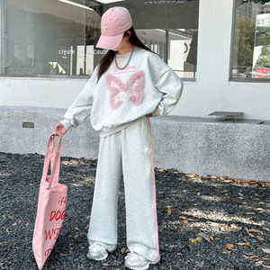 Completo da Ragazza con Felpa a Farfalla e <span class=keywords><strong>Pantaloni</strong></span> Larghi, Nuova Collezione Primavera Autunno 2026, Set Casual Due Pezzi per Bambine Più Grandi - Product Image 2