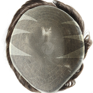 Prótesis Capilar de Cabello Humano Virgen 100% con Base de Encaje Suizo Completo, Color <span class=keywords><strong>Rubio</strong></span> <span class=keywords><strong>Ceniza</strong></span> Oscuro, 28MM, Reemplazo Capilar para Hombres con Pérdida de Cabello - Product Image 1