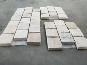 SHIHUI Großhandel Henan Travertin Naturmarmor geschnitten nach Maß Fliesenspiele Villa antikes Design Travertin Naturgeflecht Cobblestone