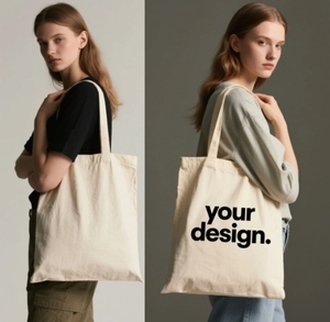 Ladies Fashion Cotton <b>Canvas</b> <b>Tote</b> <b>Bag</b> with Plain Zipper Custom Logo Printed Wholesale Grocery Shopping Shoulder <b>Bags</b> - Product Image 2