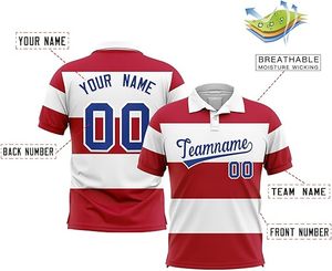 Camisetas Polo a Rayas Sublimadas Personalizadas, Jersey Deportivo para Hombre, Nombre y Número Personalizados, Ropa de Entrenamiento, Servicio de Fábrica OEM - Product Image 3