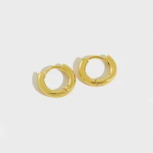 INS minimalist geometric rings s925 sterling silver female clasp earrings real gold plating high quality small earring hoop