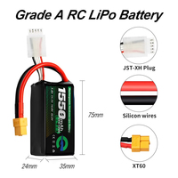 Enerforce 1550mAh XT60 RC Batterie 120C 2S 3S 4S 6S 7.4V 11.1V 14.8V 22.2V Lipo Batterie pour FPV Racing Drone Avion Plastique