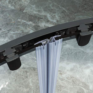 Taille personnalisée cadre noir incurvé Quadrant porte coulissante cabine de douche coin verre trempé écran de bain - Product Image 6