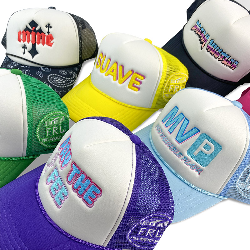 HN0001 5 Panel High Quality Sports Embroider Printing Logo Custom Cap Mesh Foam Trucker Hat With Rope Blank