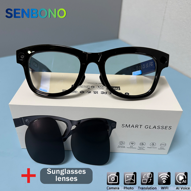 Senbono M01pro Smart Translation Glasses 8MP Video Image Stabilization Real-time Translation 4K Smart Glasses with Camera
