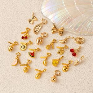 คอลเลกชันจี้ห้อยคอรูปอาหาร |   ทองเหลืองเคลือบทอง 18K PVD |   เพรทเซล, ครัวซองต์, ไอศกรีม, โบว์ไทสำหรับทำเครื่องประดับ DIY - Product Image 2