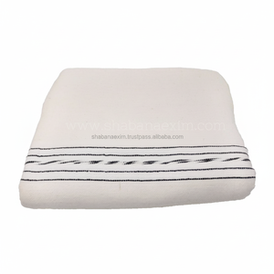 Manta artesanal de algodón suave con diseño de rayas de bloque de Color Natural y borde con flecos, manta artesanal, Exportación de India - Product Image 1