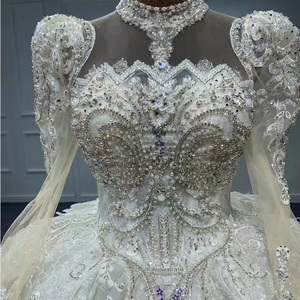 O cou manches longues <span class=keywords><strong>beige</strong></span> ivoire femmes robe de mariée <span class=keywords><strong>pas</strong></span> <span class=keywords><strong>cher</strong></span> haute qualité Jancember grande taille robe de mariée MN148 - Product Image 5