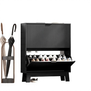 12 Pairs Two Flip Drawers Steel Legs Modern Durable Space Saving Entry <b>Shoe</b> Cabinet -<b>White</b> <b>Shoe</b> <b>Rack</b> - Product Image 3