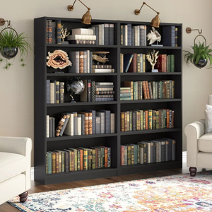 Juego de 2 estanterías altas de 5 niveles, estanterías de almacenamiento y exhibición para el hogar, oficina, sala de estar, biblioteca independiente - Product Image 1