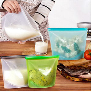 Reusable Multi Function Silicone Freshness Protection Package Bag Ziplock Silicone Storage Bag For Kitchen Food Fresh