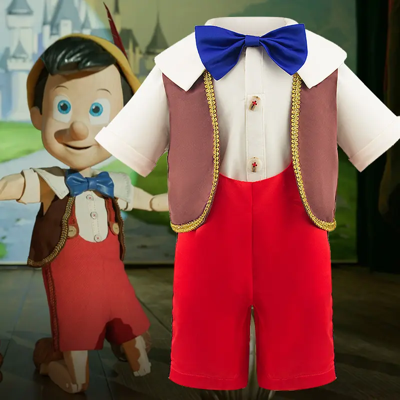 Märchenfigur Kleinkind-Outfit Halloween-Bekleidung Kinderpuppenkostüm-Set Pinocchio Cosplay-Kostüm