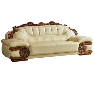 High-End European Genuine Leather L-Shape Sectional <b>Sofa</b> Set Wood Carving 1+2+3 Seats Solid Wood Legs Luxury <b>Living</b> <b>Room</b> <b>Sofa</b> - Product Image 2
