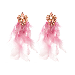 Personalizar venta al por mayor a granel Vintage hecho a mano bohemio largo borla pluma Real gota colgante <span class=keywords><strong>aro</strong></span> fino pendiente de moda para mujer - Product Image 4