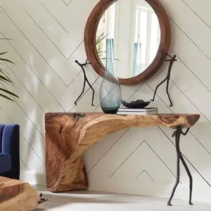 Hochwertiger Live Edge Tisch im amerikanischen Stil Antiker Wohnzimmer-Epoxidharz platte Couch tisch aus Holz
