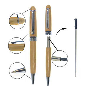Stylo rétractable en <span class=keywords><strong>bois</strong></span> de bambou de haute qualité avec logo laser personnalisé cadeau sportif promotionnel avec boîte - Product Image 2