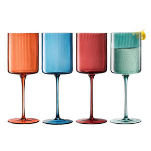 ワイングラス手作りビンテージスクエアワイングラスミュートカラフルなリブ付きスチームドグラスカラフルなアート装飾 - Product Image 6