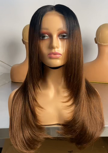 วิกผมสีน้ำตาลเบอร์กันดีเข้ม แบบตัดเลเยอร์ พร้อมเชือกผูกผมแบบลูกไม้ วิกผมแท้แบบตรงธรรมชาติ - Product Image 6