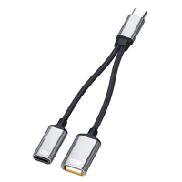 2-en-1 Type-C OTG Converter Adapter 30W PD Fast Charging USB 2.0 Extension Cable USB C Dock Station Type Hub for Mobile Phone