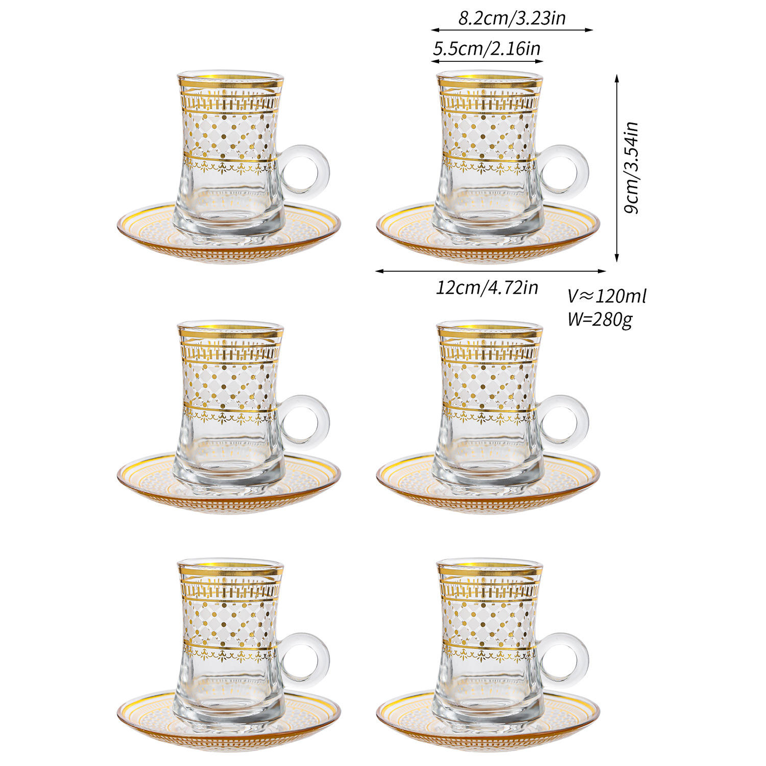 Style B - 6 cups and 6 saucer
