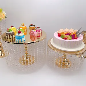 Grosir tempat pajangan kue kristal bening multilevel, penyangga kue kristal tengah meja & pernikahan