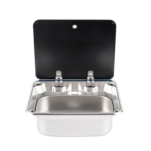 JDA Space-Saving Premium SS304 <strong>RV</strong> <strong>Sink</strong> Camper <strong>Kitchen</strong> <strong>Sink</strong> With Tempered Glass Lid For Caravan Trailers Motorhome &amp; Marine Use - Product Image 2