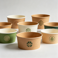 Bols à salade jetables en papier kraft anti-graisse de qualité alimentaire pour la restauration à emporter, salades de fruits, restauration rapide, vente en gros