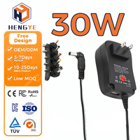 Adaptor AC DC 30W 3V 4.5V 5V 6V 7.5V 9V 12V 2A 2.5A Universal US EU AU UK Adaptor Catu Daya yang Dapat Disesuaikan