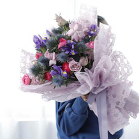 Penjualan Langsung Pabrik Kertas Pembungkus Bunga Hati Tahan Air Tebal Gaya Korea Buket Bunga 57x57cm Hadiah Florist Segar