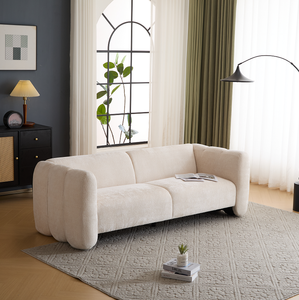 3-Seater Convertible Square Boucle <b>Sofa</b> <b>Bed</b> Set Wave Design for Living Room Bedrooms Apartment Office - Product Image 1