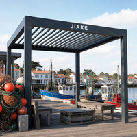 Pergola en aluminium Jiake 6063-T5 avec toit à lames motorisé pour terrasse de village de pêcheurs, patio extérieur, gazebo, pavillon, terrasse